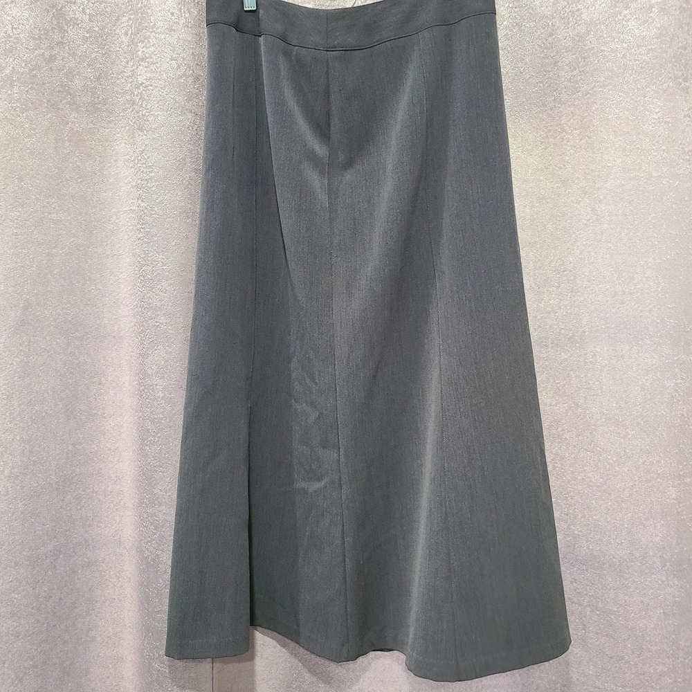 Worthington Stretch Gray A-Line Midi Skirt Career Professional Size 12